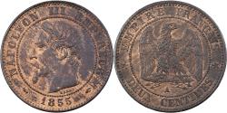 World Coins - France, Napoleon III, 2 Centimes, 1855, Paris, Dog, Bronze,