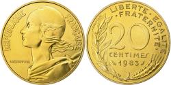 World Coins - France, 20 Centimes, Marianne, 1983, Paris, FDC, Aluminum-Bronze,