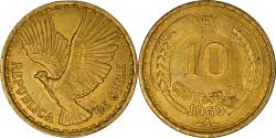 World Coins - Coin, Chile, 10 Centesimos, 1969, Santiago, , Aluminum-Bronze, KM:191