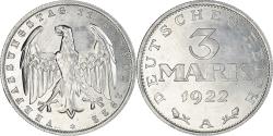 World Coins - Coin, GERMANY, WEIMAR REPUBLIC, 3 Mark, 1922, Berlin, , Aluminum, KM:28