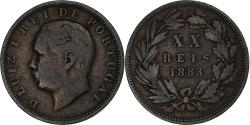 World Coins - Portugal, Luiz I, 20 Reis, 1883, Lisbon, Bronze,