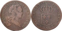 World Coins - France, Louis XV, Sol, Sol au buste enfantin, 1719, Paris, Copper,