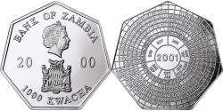 World Coins - Zambia, Elizabeth II, 1000 Kwacha, 2000, London, Proof, Copper-nickel,
