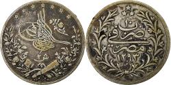 World Coins - Egypt, Abdul Hamid II, 2 Qirsh, 1884 (AH 1293/10), Berlin, Silver,
