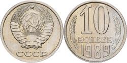 World Coins - Russia, Soviet Union, 10 Kopeks, 1989, Nickel-brass,