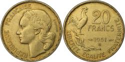 World Coins - France, 20 Francs, Guiraud, 1951, Beaumont - Le Roger, Aluminum-Bronze