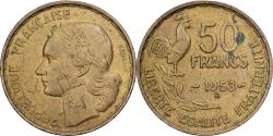 World Coins - France, 50 Francs, 1953, Beaumont le Roger, Aluminum-Bronze,