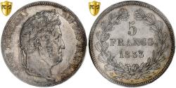 World Coins - France, Louis-Philippe I, 5 Francs, 1833, Rouen, Silver, PCGS,