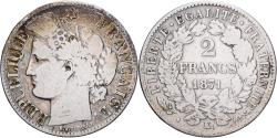 World Coins - France, 2 Francs, Cérès, 1871, Bordeaux, grand K, Silver,