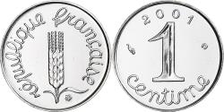 World Coins - France, Centime, Épi, 2001, Monnaie de Paris, BU, Stainless Steel,
