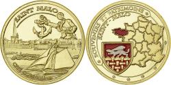 World Coins - France, Medal, Saint-Malo, Cité Corsaire, Gilt iron, Colourized,