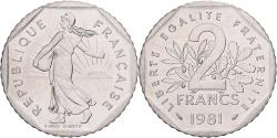 World Coins - France, 2 Francs, 1981, Paris, Semeuse, Nickel,