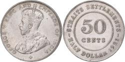 World Coins - Straits Settlements, George V, 50 Cents, 1921, Bombay, Silver,