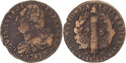 World Coins - Coin, France, Louis XVI, 2 sols François, 1792, Lille, , Cuivre