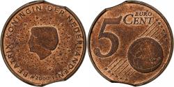 World Coins - Netherlands, Beatrix, 5 Euro Cent, 2000, Utrecht, error double clip,