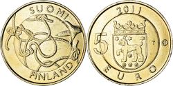 World Coins - Finland, 5 Euro, Province de Häme, 2011, Vantaa, Dorée,