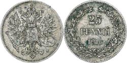 World Coins - Finland, Nicholas II, 25 Penniä, 1916, Helsinki, Silver, , KM:6.2