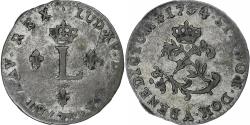 World Coins - France, Louis XV, Double Sol, 1754, Paris, 1st semester, Billon,