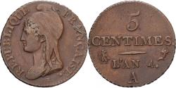 World Coins - France, 5 Centimes, Dupré, 1792 / AN 4, Paris, Bronze, , Gadoury:124