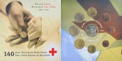 World Coins - Belgium, Coffret 1c. à 2€ + jeton, 140 ans de La Croix Rouge, 2004, Brussels