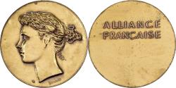 World Coins - France, Medal, Alliance française, Marianne, Copper Gilt, Belmondo,