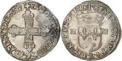 World Coins - France, Louis XIV, 1/4 Ecu, frappé au marteau, 1647, Bayonne, Silver