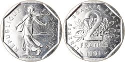 World Coins - Coin, France, Semeuse, 2 Francs, 1991, Paris, Medal alignment,