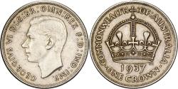 World Coins - Australia, George VI, Crown, 1937, Melbourne, Silver, , KM:34