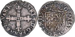 World Coins - France, Henri IV, 1/8 écu de Navarre, 1593, Saint-Palais, Silver,