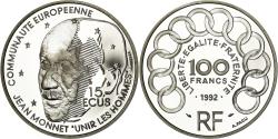 World Coins - Coin, France, Jean Monnet, 100 Francs-15 Ecus, 1992, BE, , Silver