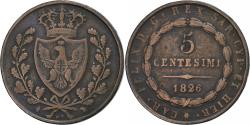 World Coins - Kingdom of Piemont-Sardinia, Carlo Felice, 5 Centesimi, 1826, Torino, Copper