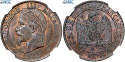 World Coins - France, Napoleon III, 5 Centimes, 1864, Paris, Bronze, NGC, , Gadoury:155