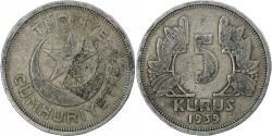 World Coins - Turkey, 5 Kurus, 1939