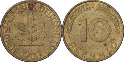 World Coins - Federal Republic of Germany, 10 Pfennig, 1980, Hambourg, Brass Clad Steel