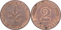 World Coins - Federal Republic of Germany, 2 Pfennig, 1978, Hambourg, Copper Plated Steel