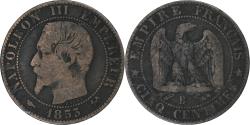World Coins - France, Napoleon III, 5 Centimes, 1855, Rouen, Chien / Dog, Bronze,