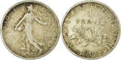World Coins - Coin, France, Semeuse, Franc, 1906, Paris, , Silver, KM:844.1