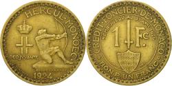 World Coins - Coin, Monaco, Louis II, Franc, 1924, Poissy, , Aluminum-Bronze, KM:111
