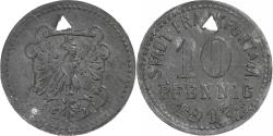 World Coins - Germany, Stadt Frankfurt am Main, 10 Pfennig, 1917, Holed, , Zinc