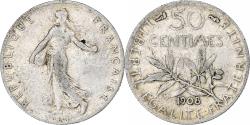 World Coins - Coin, France, Semeuse, 50 Centimes, 1908, Paris, , Silver, KM:854