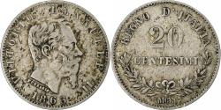 World Coins - Italy, Vittorio Emanuele II, 20 Centesimi, 1863, Milan, Silver,