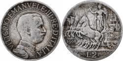 World Coins - Coin, Italy, Vittorio Emanuele III, 2 Lire, 1908, Rome, , Silver, KM:46
