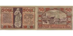 World Coins - Banknote, Austria, Rattenberg, 50 Heller, statue, 1920 UNC(63) Mehl:FS 821I