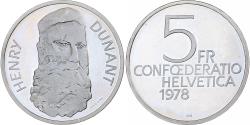 World Coins - Switzerland, 5 Francs, Henry Dunant, 1978, Bern, Proof, Cupronickel,