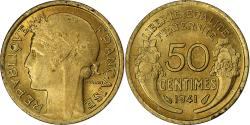 World Coins - France, 50 Centimes, Morlon, 1941, Paris, Cupro-Aluminium,