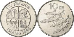 World Coins - Iceland, 10 Kronur, 1996, Nickel plated steel, , KM:29.1a