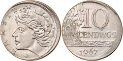 World Coins - Coin, Brazil, 10 Centavos, 1967, error off center strike,