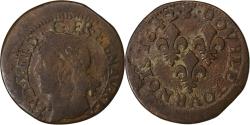World Coins - France, Louis XIII, Double tournois de Warin, 1642, Bordeaux, Copper,