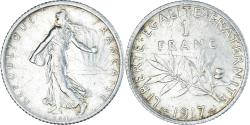 World Coins - Coin, France, Semeuse, Franc, 1917, Paris, , Silver, KM:844.1