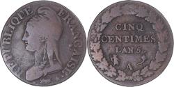 World Coins - Coin, France, Dupré, 5 Centimes, AN 5, Paris, , Bronze, KM:640.1